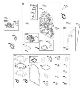 Crankcase Cover/Sump Group Diagram and Parts List for 305447-0612-B5 200000 - 399999 Briggs and Stratton Engine